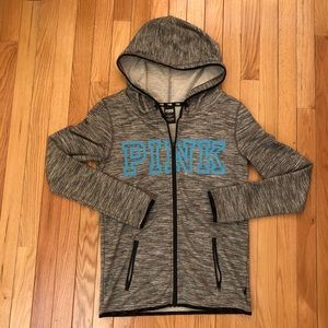 VS Pink Full ZIP Hoodie Grey Marl color Sz Small